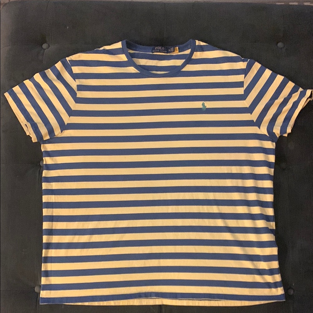 Polo by Ralph Lauren Blue and Yellow Striped Men's Shirt
